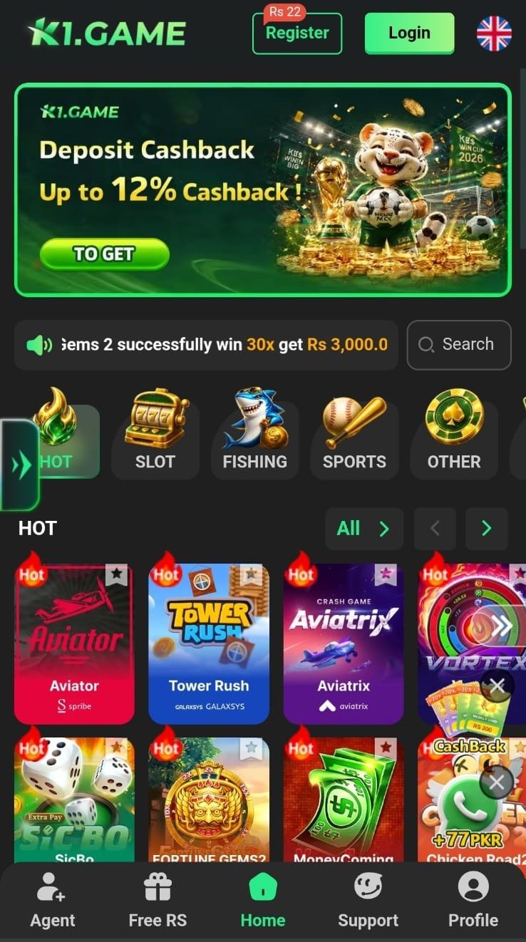 K1 app screenshot 4 — K1 game apk lobby, slots and live games